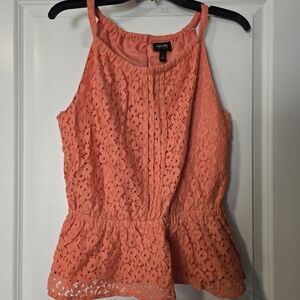 Women's Coral Lace Peplum Top